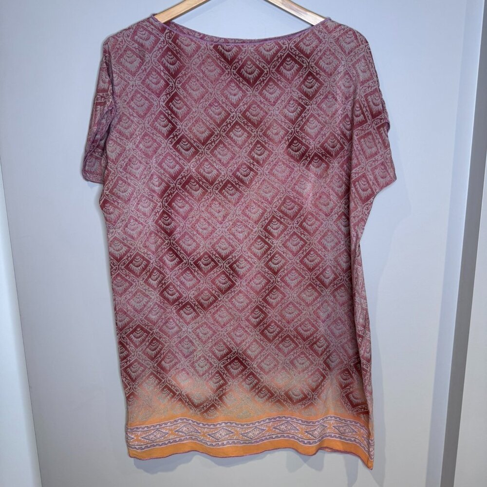 Indie Ella | 100% Silk Colourful Patterned Shift Dress | Small/Medium